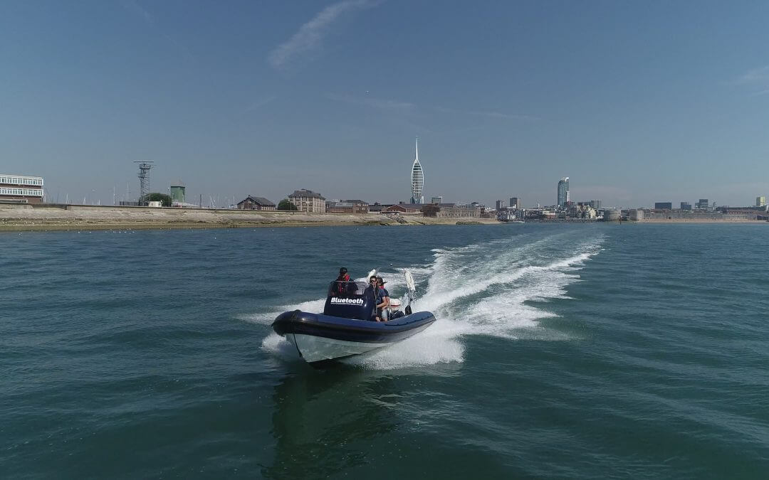 Bluetooth RIB Charter leaving Portsmouth